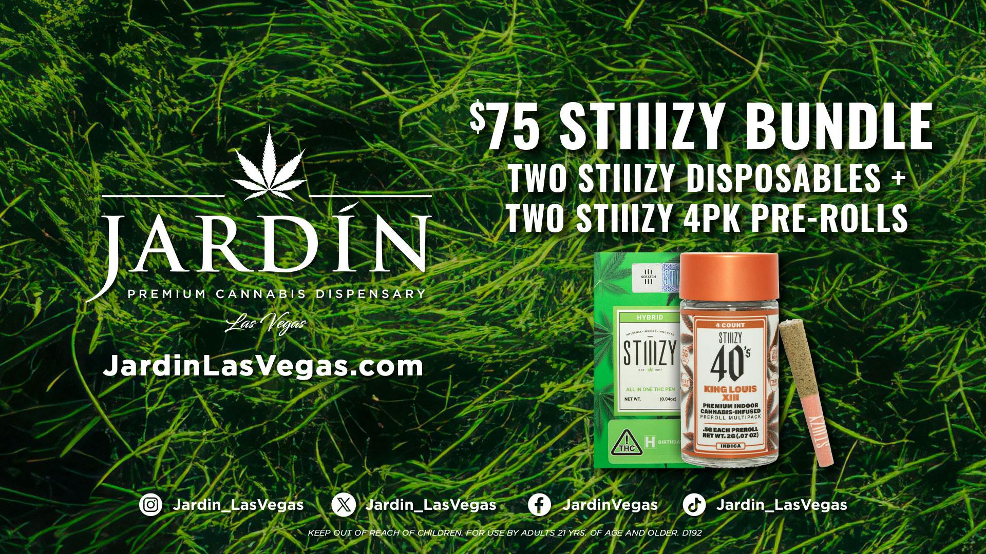 Jardín Premium Cannabis Delivery (No Delivery to Hotels & Casinos) - East LV GAME DAY STIIIZY BUNDLE $75