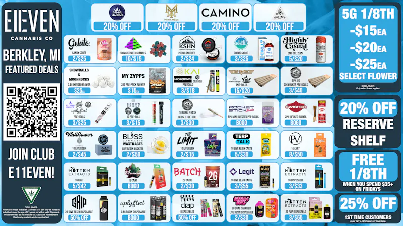 Eleven Cannabis Co Berkley's Best Deals! 🕺🎉
