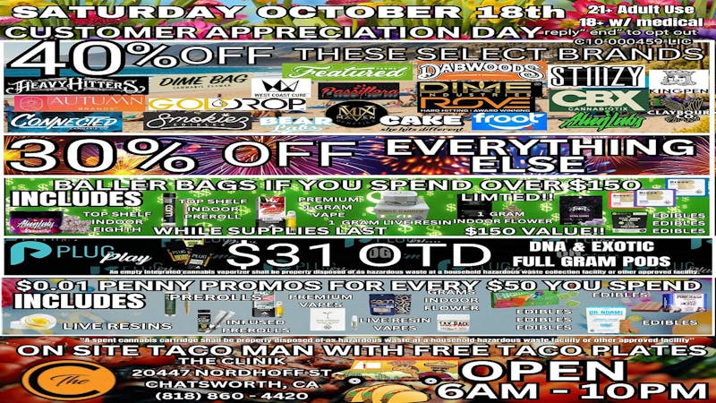 The Clinik 40-30% Off Customer Appreciation Day😍October 18