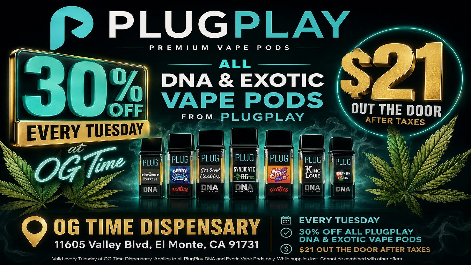 OG Time 30% OFF Plug Play Full Gram Pods- $15.76 Ea