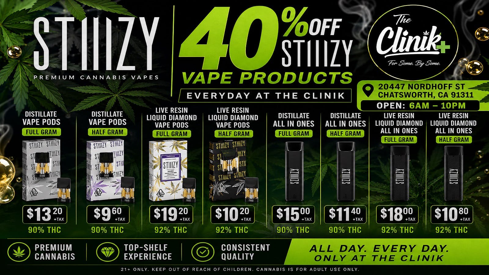 The Clinik 40% OFF ALL STIIIZY VAPES🔥