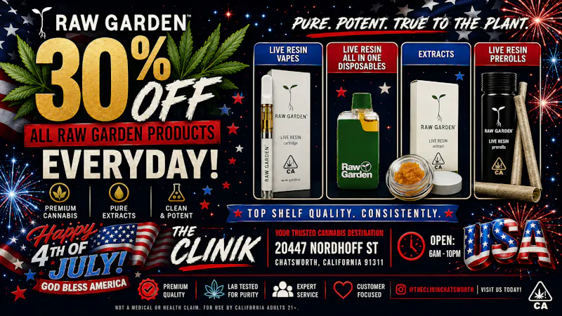 The Clinik 30% Off RAW GARDEN 1g VAPE SALE-$23🔥