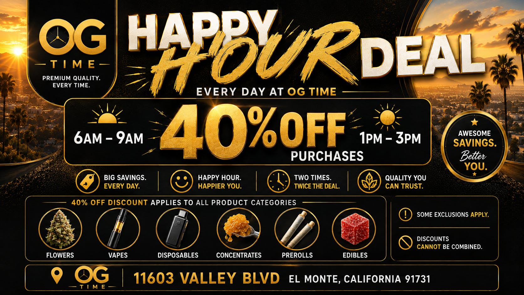 OG Time 40% OFF Happy Hour Deal!