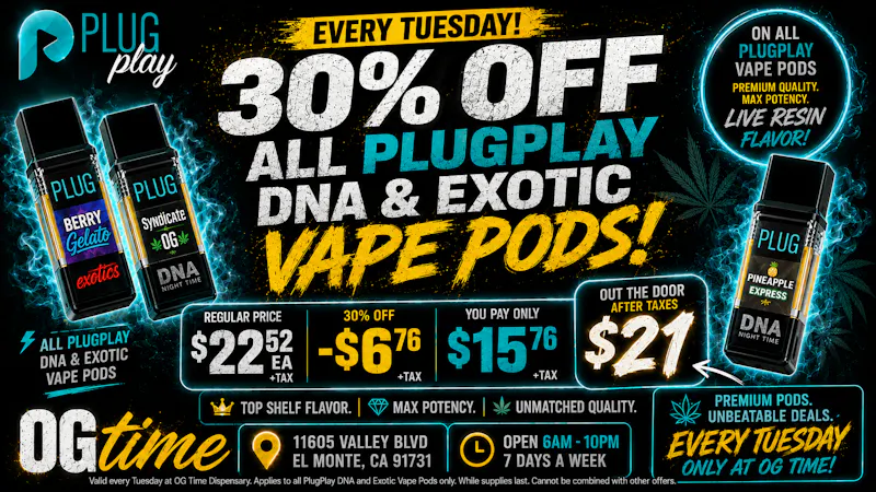 OG Time 30% OFF Plug Play Full Gram Pods- $15.76 Ea