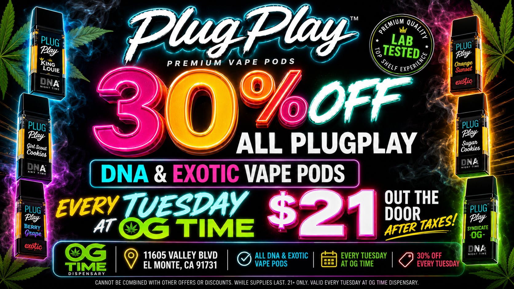 OG Time $21 OTD PlugPlay Exotic and DNA Full Gram pods!🔥