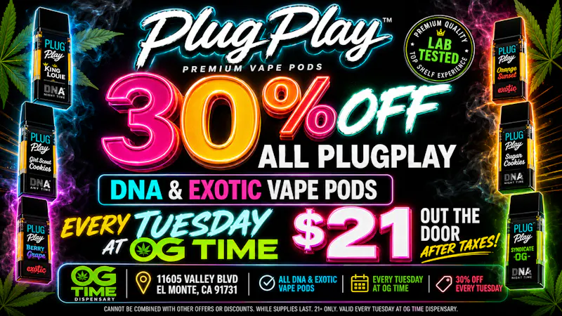 OG Time $21 OTD PlugPlay Exotic and DNA Full Gram pods!🔥