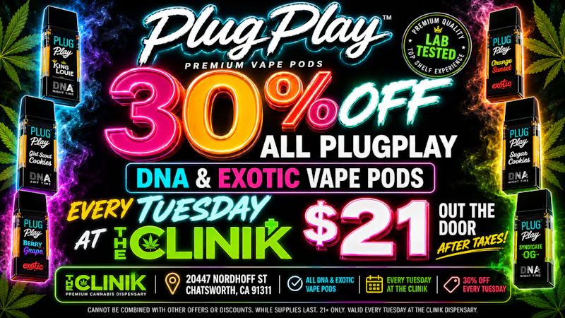 The Clinik 30% OFF Plug Play Full Gram Pods- $14.98 Ea