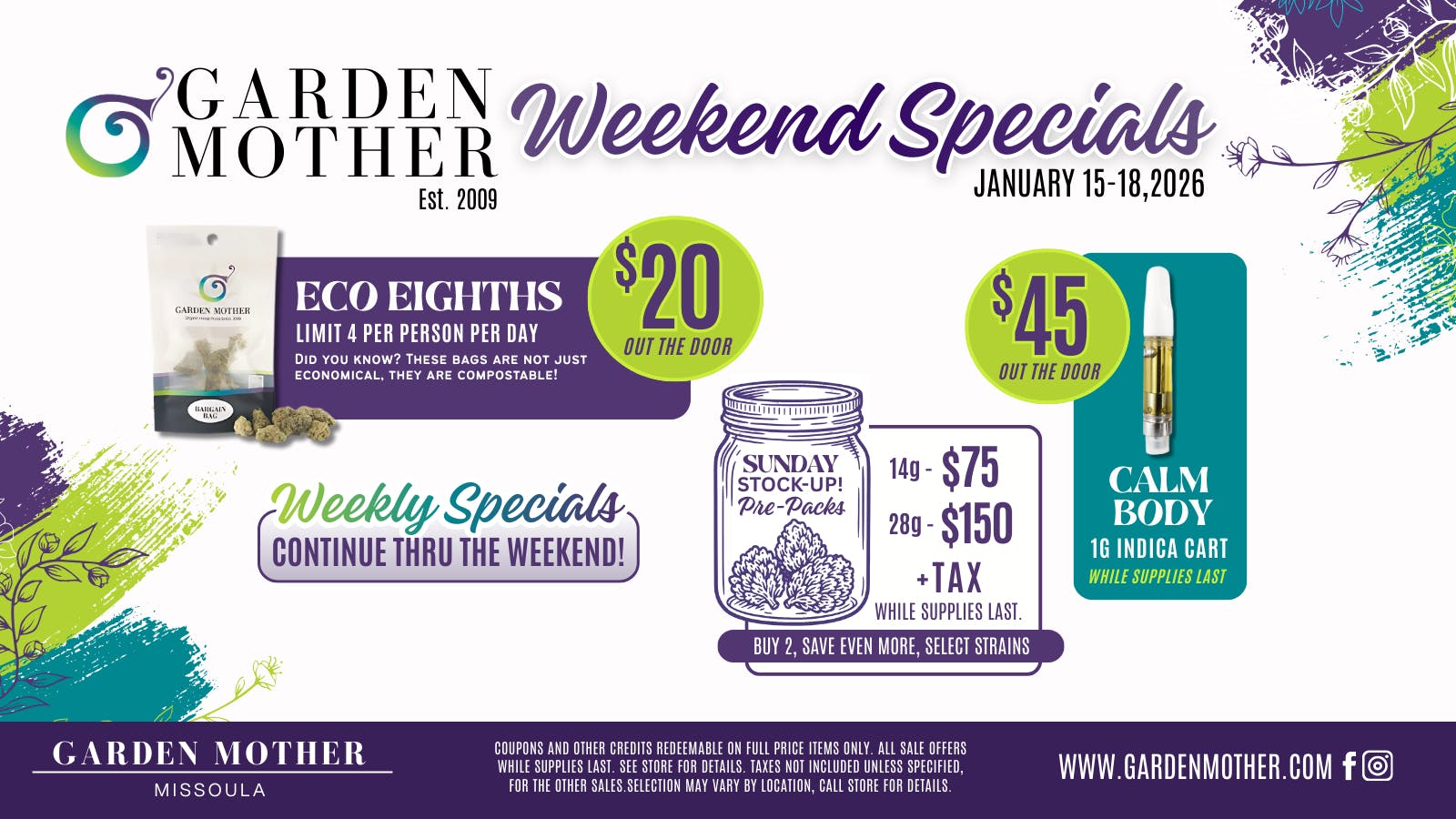 Garden Mother - Missoula Weekend Specials Are Here 🌿 January 15–18
