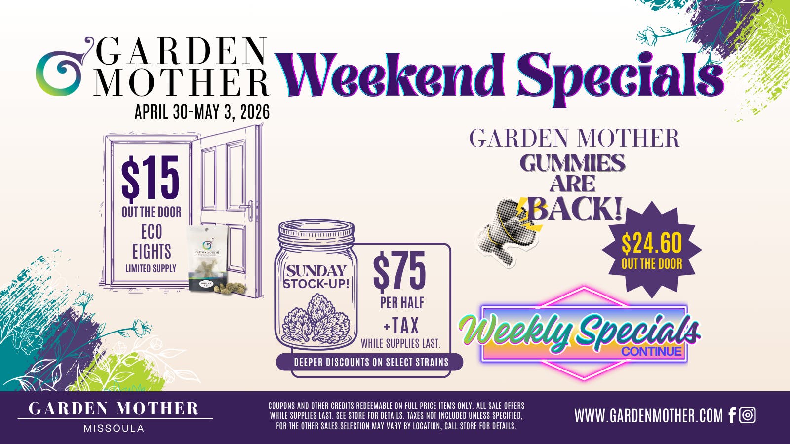 Garden Mother - Missoula Weekend Specials at Garden Mother | April 30-May 3