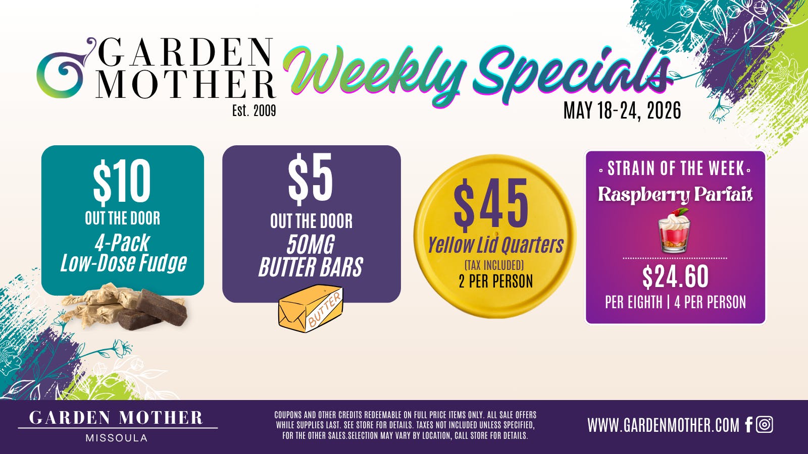 Garden Mother - Missoula May 18–24, 2026 Weekly Specials