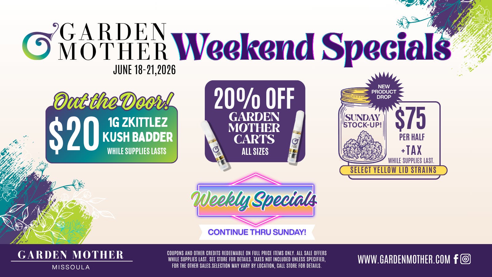 Garden Mother - Missoula June 18-21 | Weekend Specials