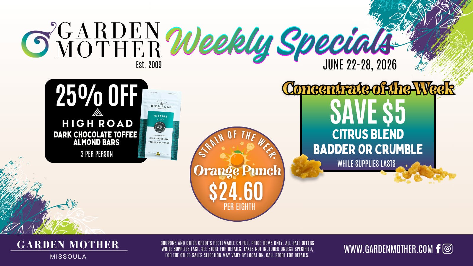 Garden Mother - Missoula June 22–28, 2026 | Weekly Specials