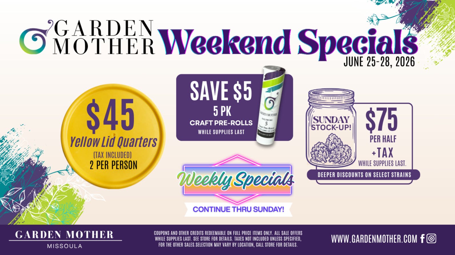 Garden Mother - Missoula June 25–28, 2026 | Weekend Specials