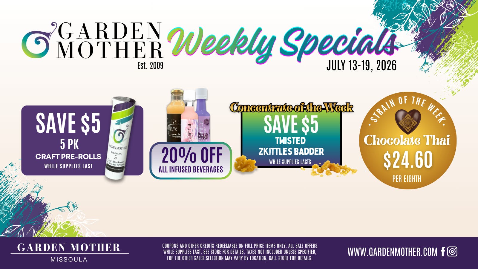 Garden Mother - Missoula July 13–19, 2026 | Weekly Specials