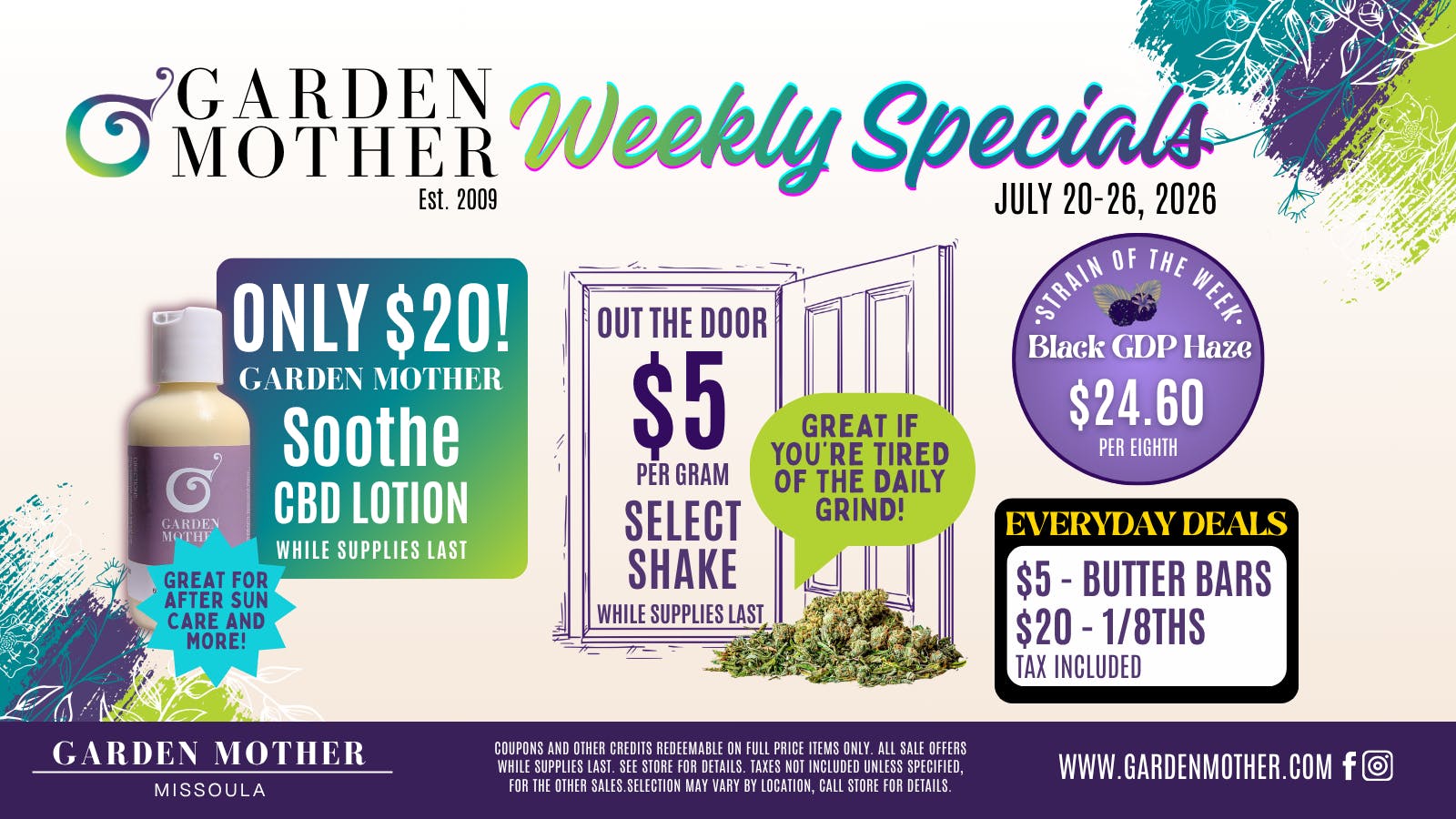 Garden Mother - Missoula July 20–26, 2026 | Weekly Specials