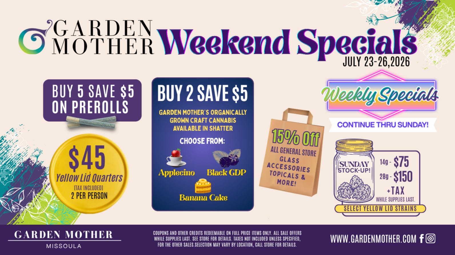 Garden Mother - Missoula July 23–26, 2026 | Weekend Specials