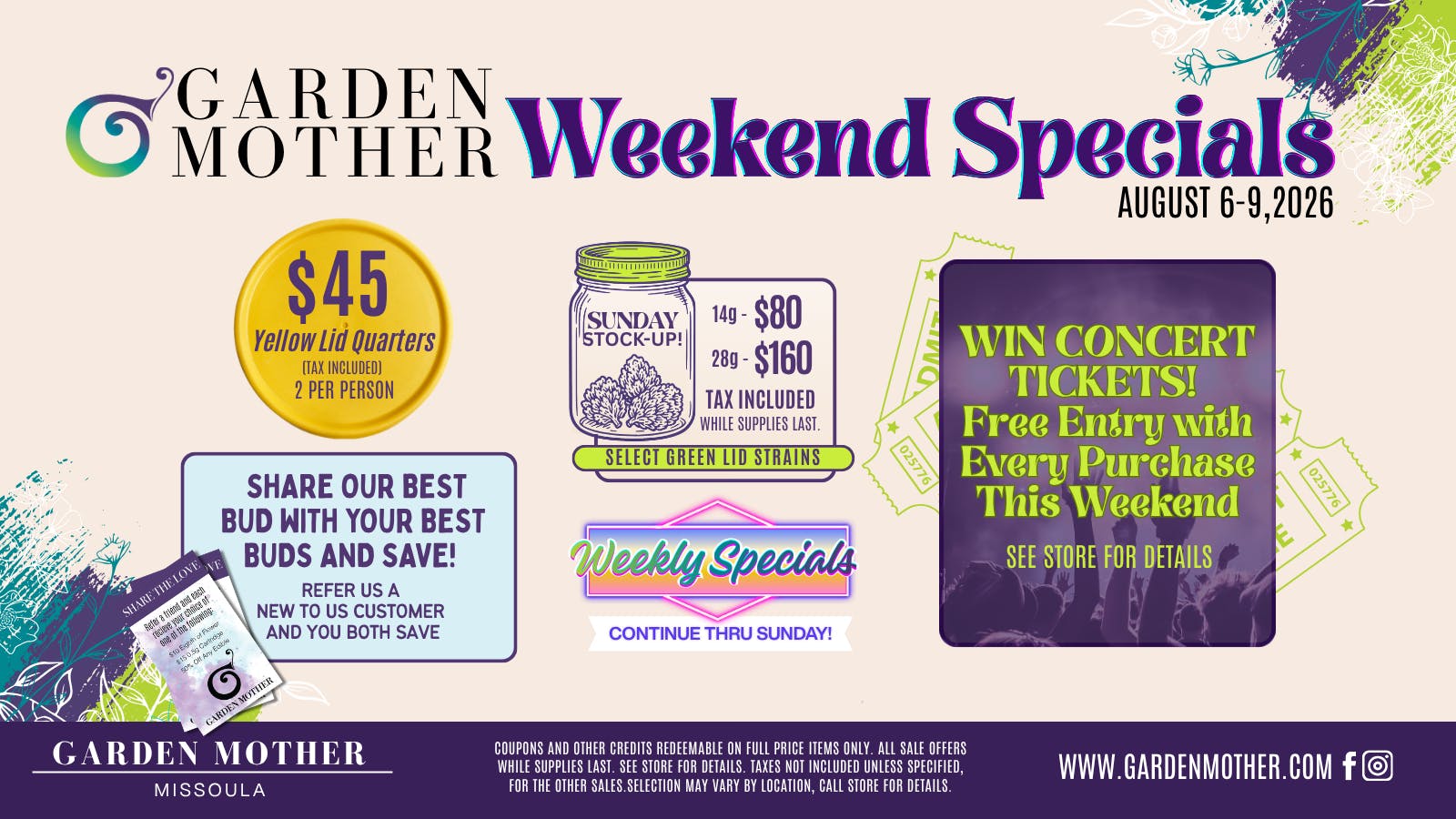 Garden Mother - Missoula August 6–9, 2026 | Weekend Specials