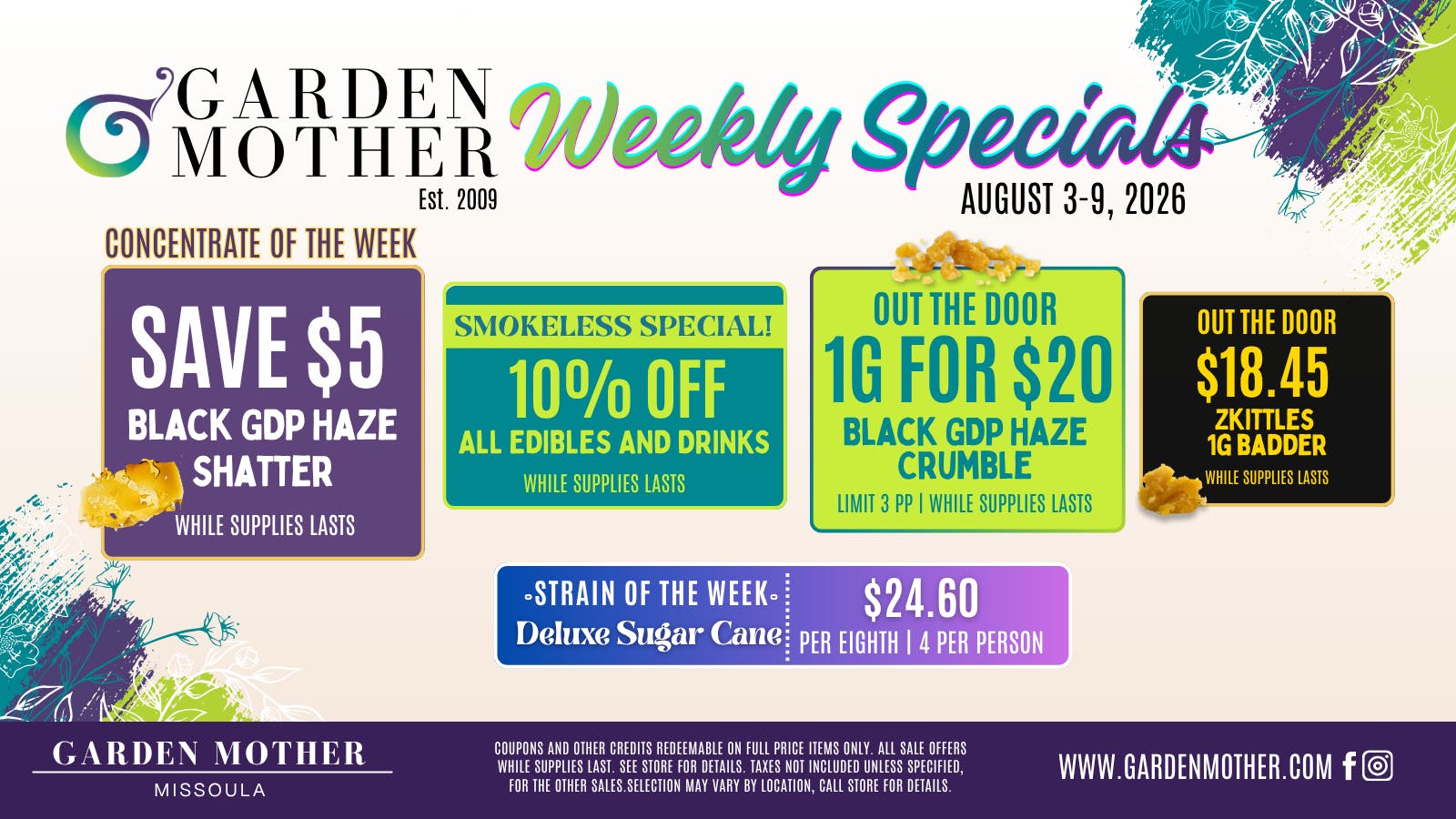 Garden Mother - Missoula August 3–9, 2026 | Weekly Specials