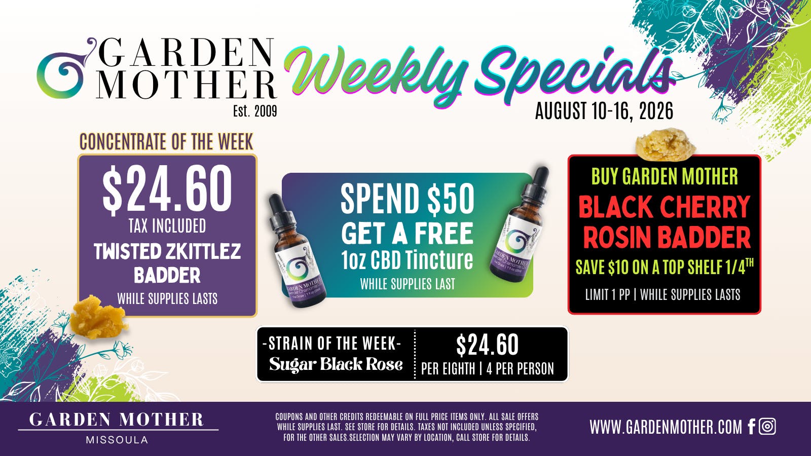Garden Mother - Missoula 🌿 August 10–16 | Weekly Specials