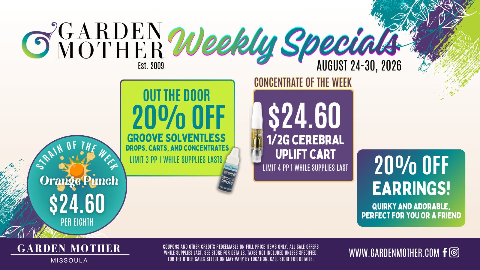 Garden Mother - Missoula 🌿 August 24–30 Weekly Specials