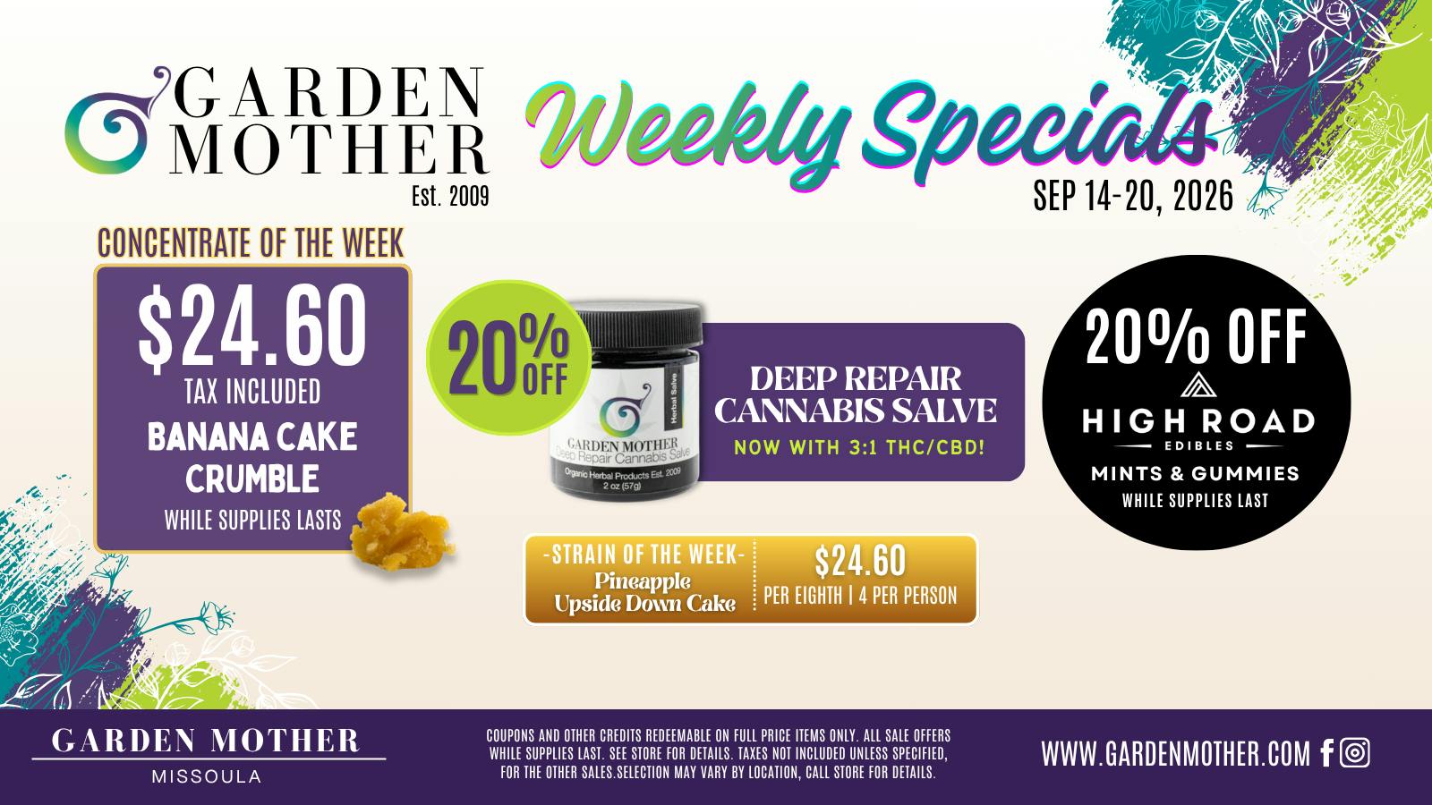 Garden Mother - Missoula 🌱 SEPT. 14–20 | WEEKLY SPECIALS