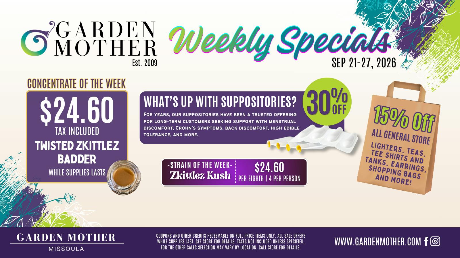 Garden Mother - Missoula 🌿 Weekly Specials | Sept. 21–27