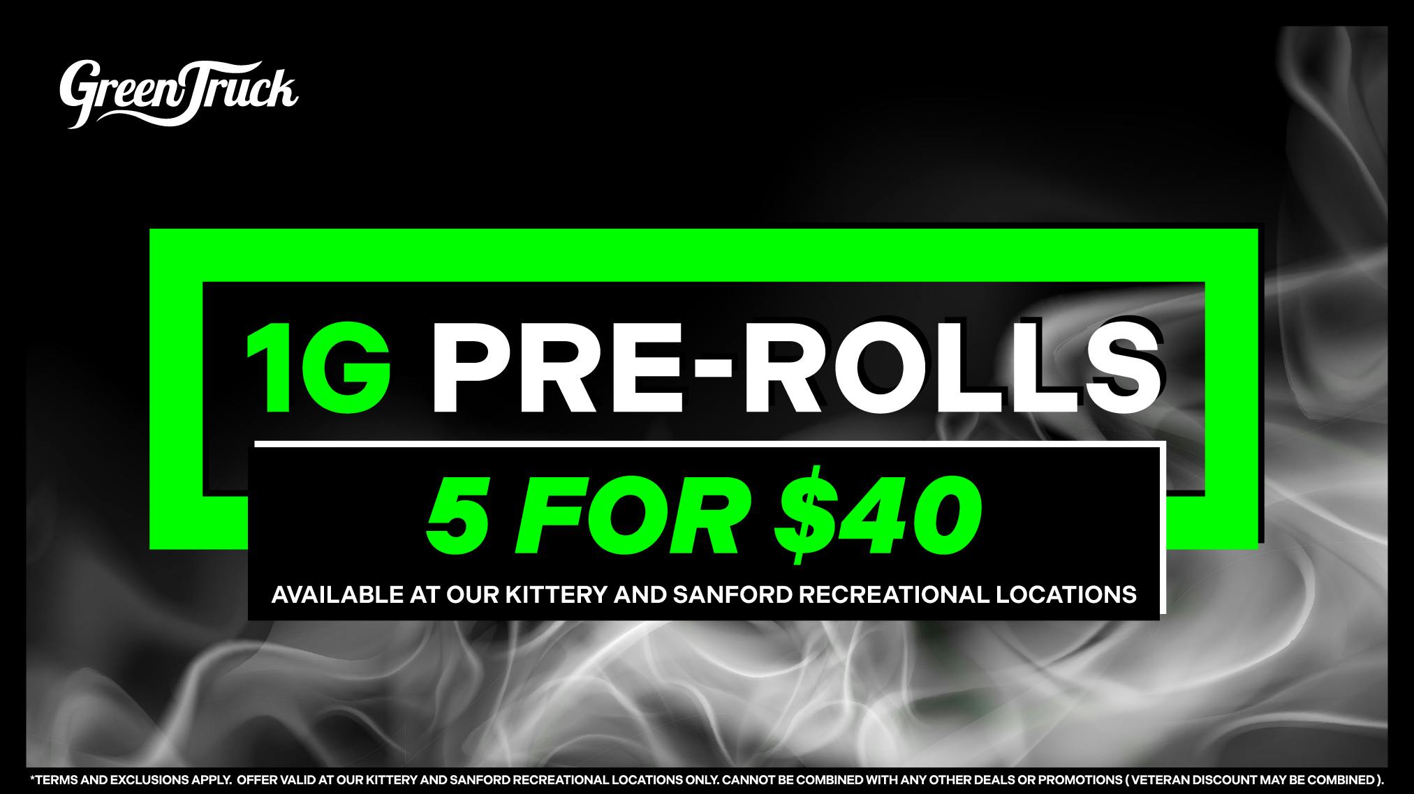 Green Truck - Kittery 5 1g Pre-Rolls for ONLY $40!