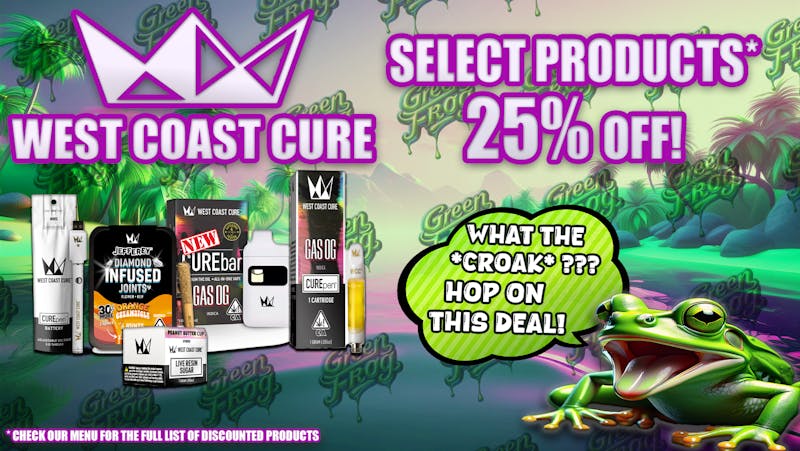 Green Frog Delivery (Tax Included) 25% OFF Select West Coast Cure