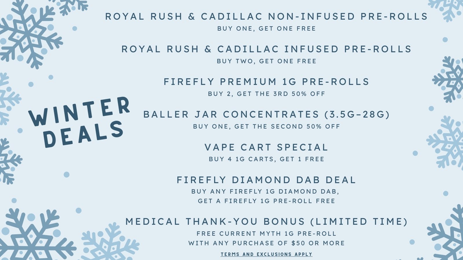 Organic Goods Dispensary Winter Deals!