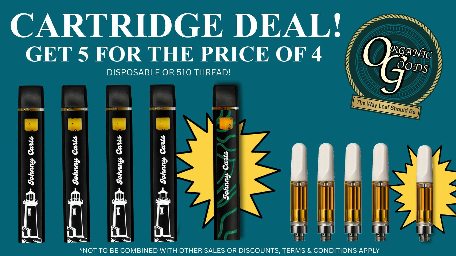 Organic Goods Dispensary 5 CARTS FOR THE PRICE OF 4!