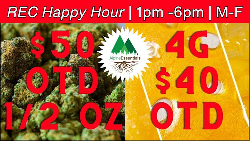 Alpine Essentials HAPPY HOUR 🍸 Mon-Fri, 1pm-6pm