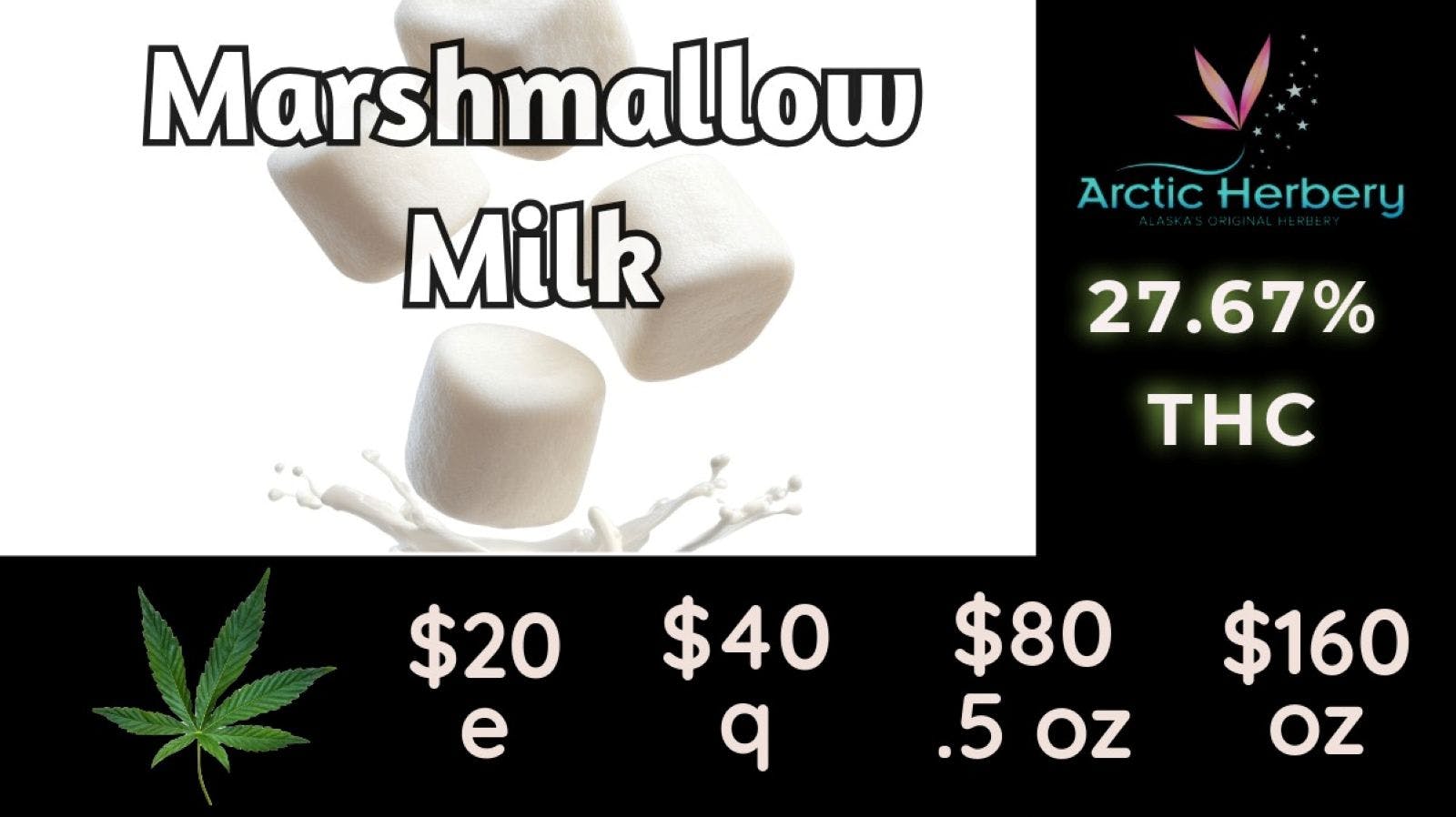 Arctic Herbery $20e-$160oz Various Premium Strains 23-27% THC.