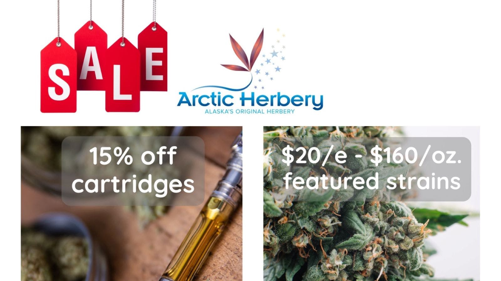 Arctic Herbery $20e-$160oz Various Premium Strains 22-25%. $30dab