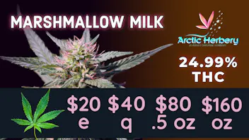 Arctic Herbery $20e-$160oz Various Premium Strains 22-24%. $30dab