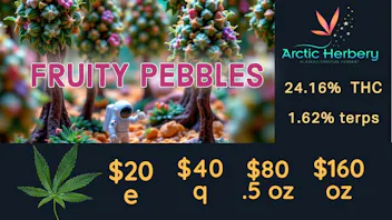Arctic Herbery $20e-$160oz Various Premium Strains 22-24%. $30dab