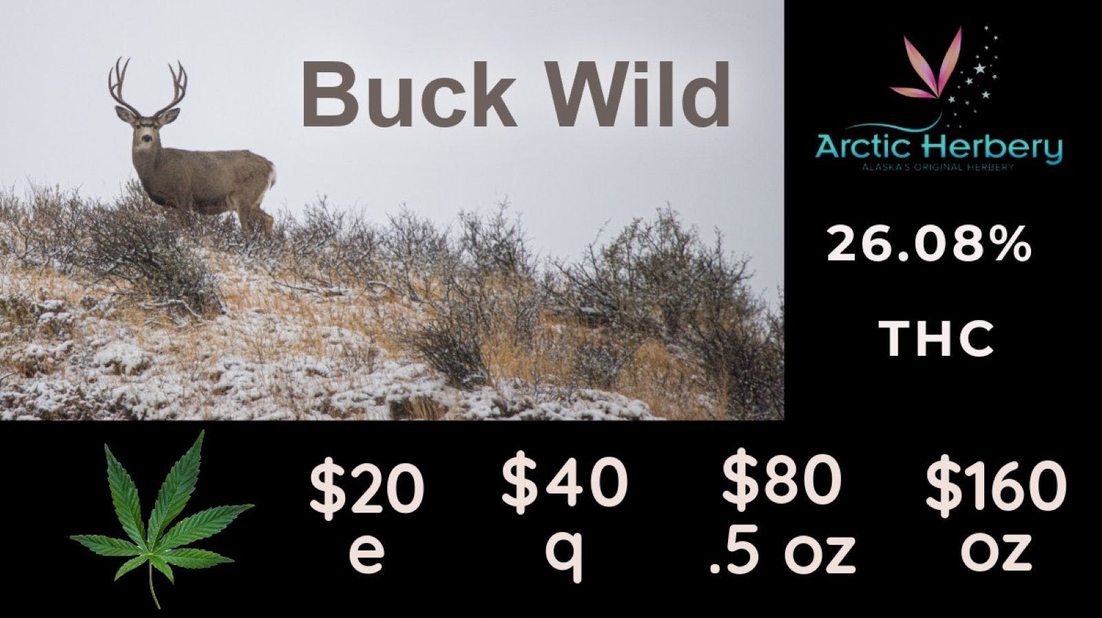 Arctic Herbery $20e-$160oz Various Premium (A-bud) Strains 22-26%
