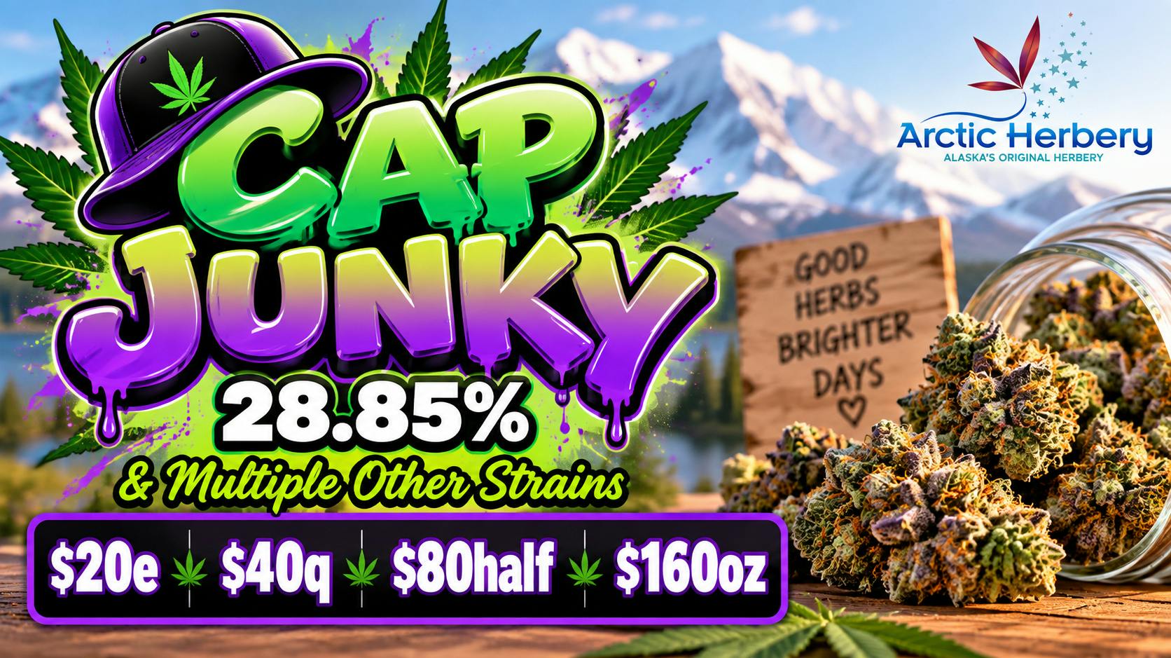 Arctic Herbery $20e-$160oz 28% THC AND $25e-$180oz 32% THC