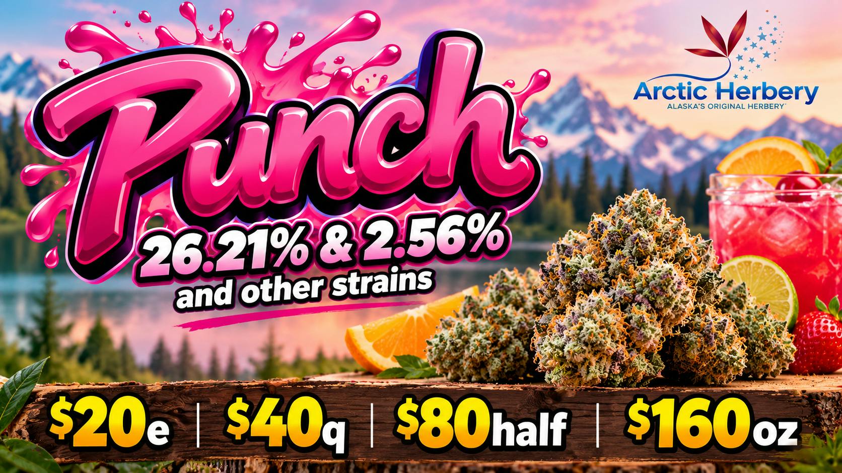 Arctic Herbery $20eighth, $40quarter, $80half & $160oz 21-26% THC