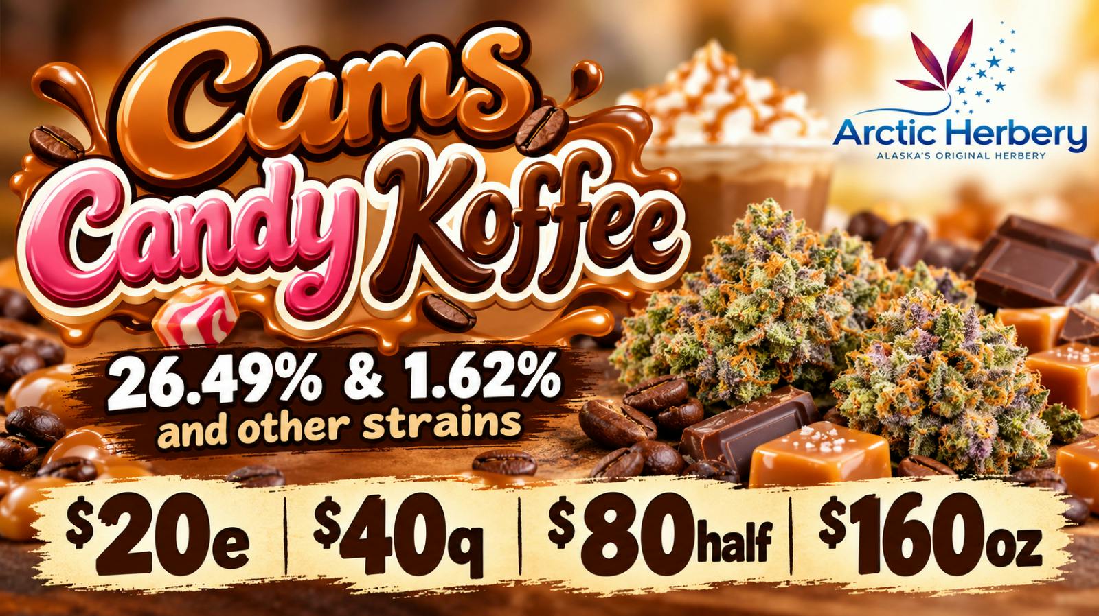 Arctic Herbery $20eighth, $40quarter, $80half & $160oz 23-26% THC