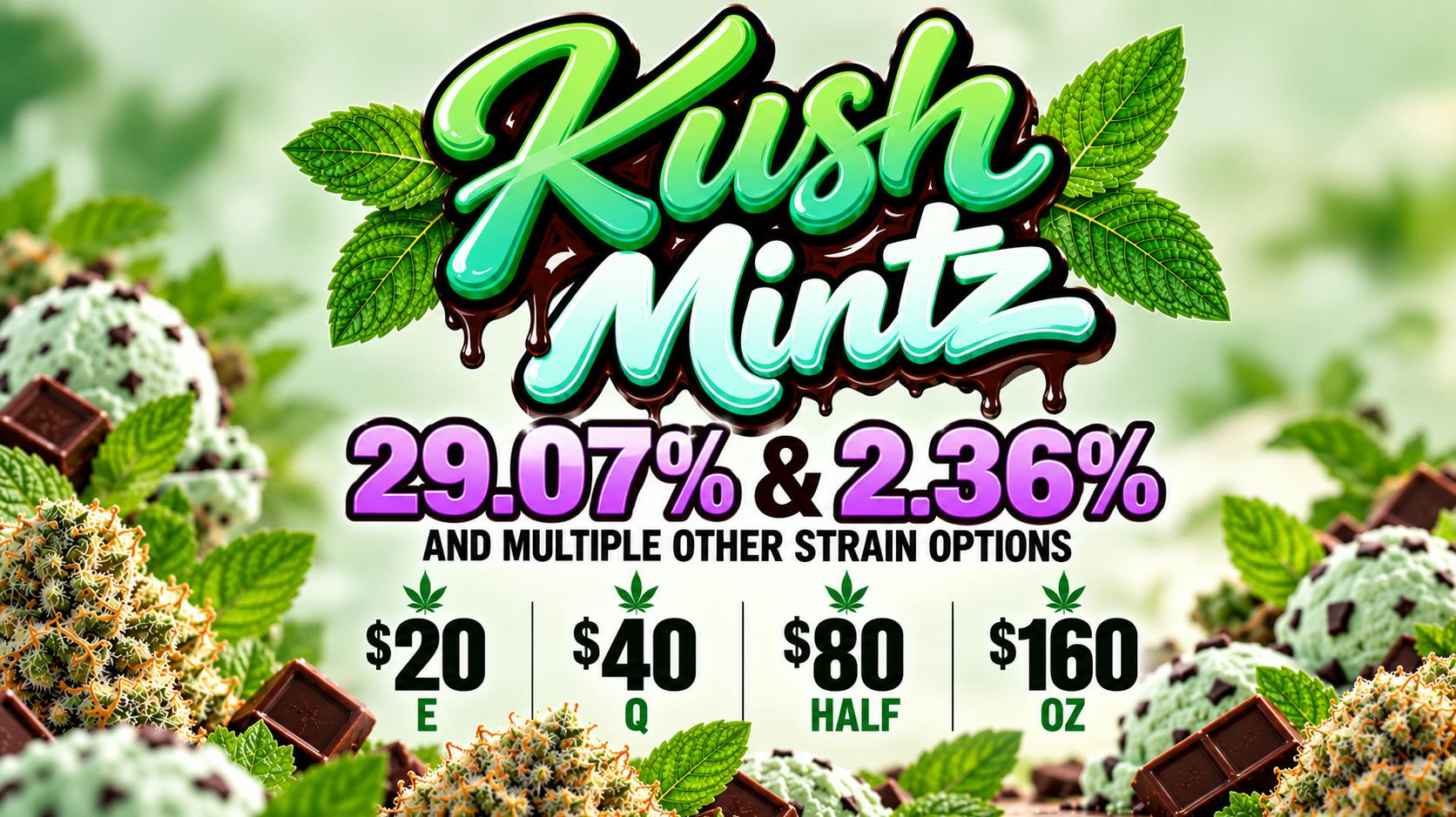 Arctic Herbery $20eighth, $40quarter, $80half & $160oz 20-29% THC