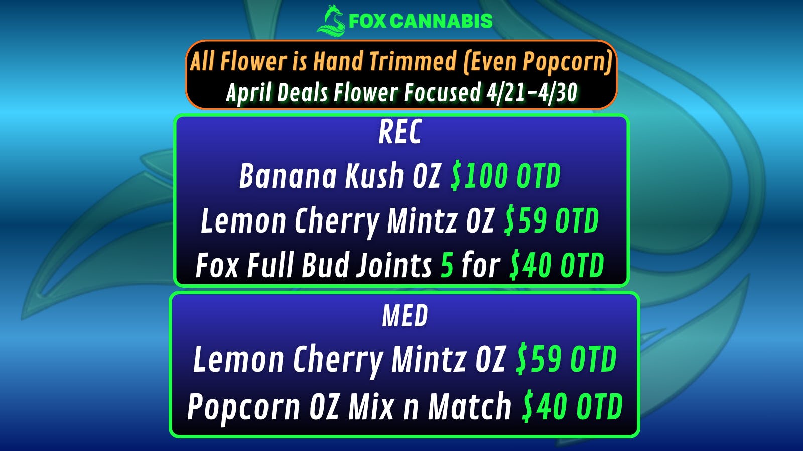 Fox Cannabis Best Daily Deals in Denver!