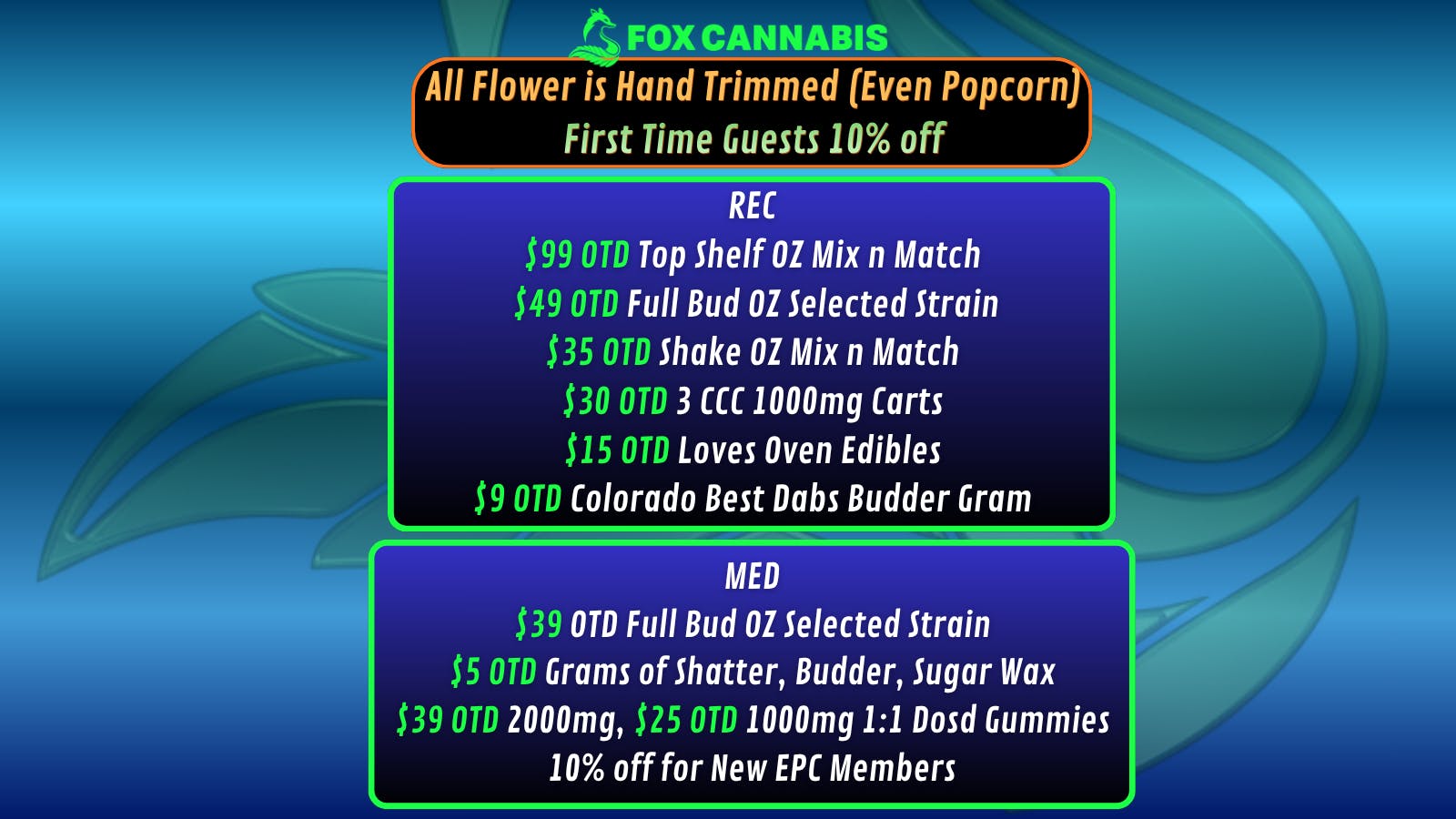 Fox Cannabis Best Daily Deals in Denver!