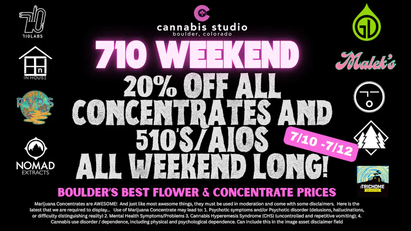 Cannabis Studio 20% Off All Concentrates, AIO's & 510's