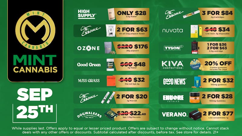 Mint Cannabis - Willowbrook Mint Willowbrook Thursday Specials!