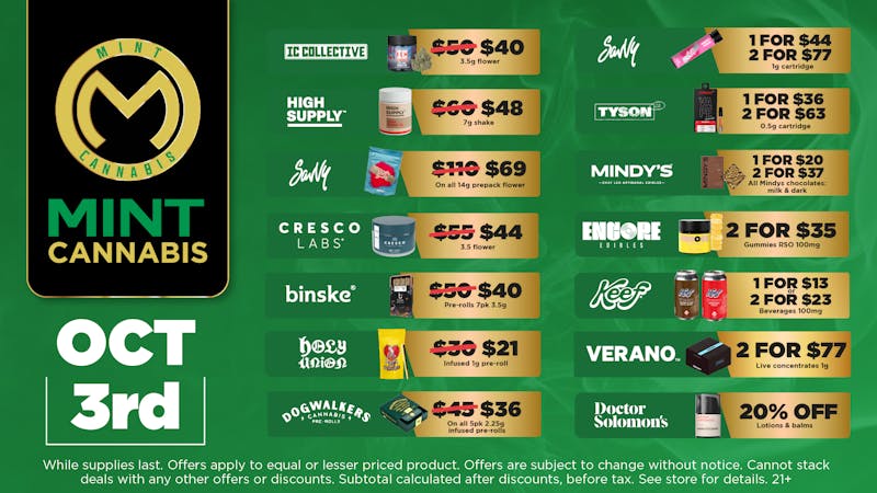 Mint Cannabis - Willowbrook Mint Willowbrook Friday Specials!