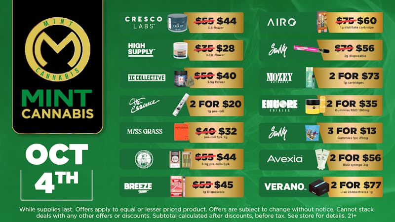 Mint Cannabis - Willowbrook Mint Willowbrook Saturday Specials!