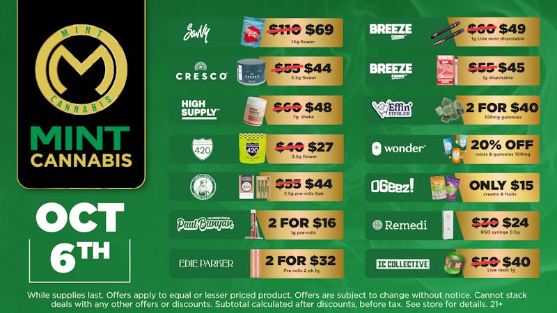 Mint Cannabis - Willowbrook Mint Willowbrook Monday Specials!