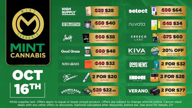 Mint Cannabis - Willowbrook Mint Willowbrook Thursday Specials!