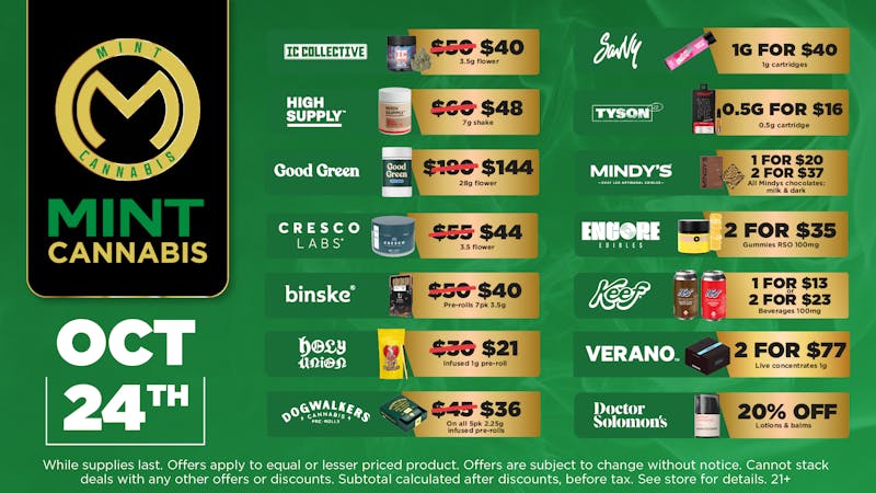 Mint Cannabis - Willowbrook Mint Willowbrook Friday Specials!