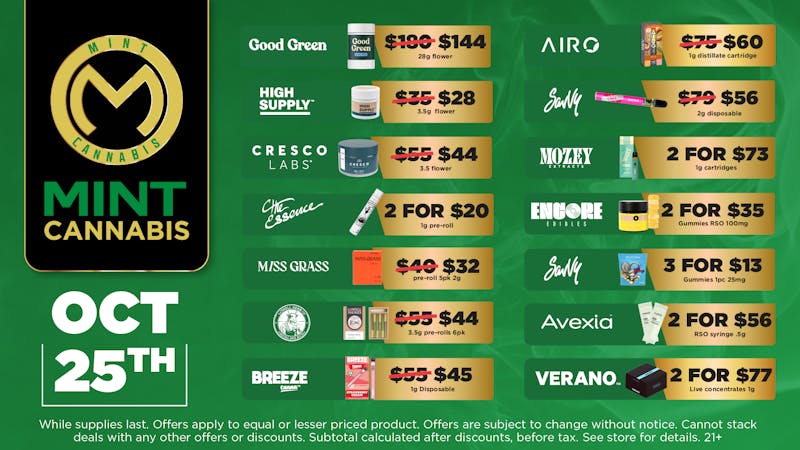 Mint Cannabis - Willowbrook Mint Willowbrook Saturday Specials!